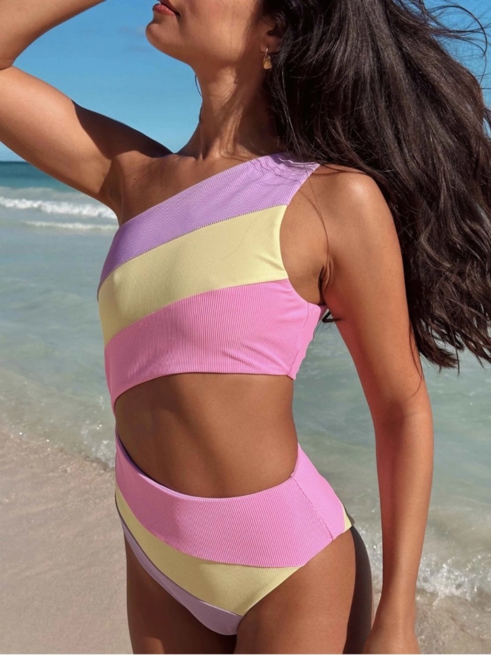 NWT Beach Riot Joyce One Piece Swimsuit Sublime Spring Colorblock Swimsuit Sz M